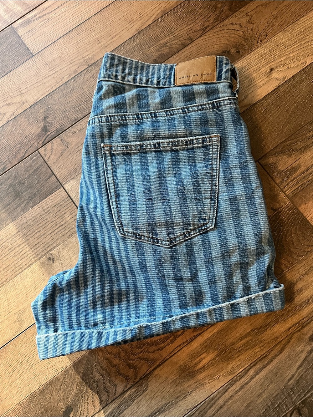 American Eagle Outfitters Blue Striped Jean Shorts